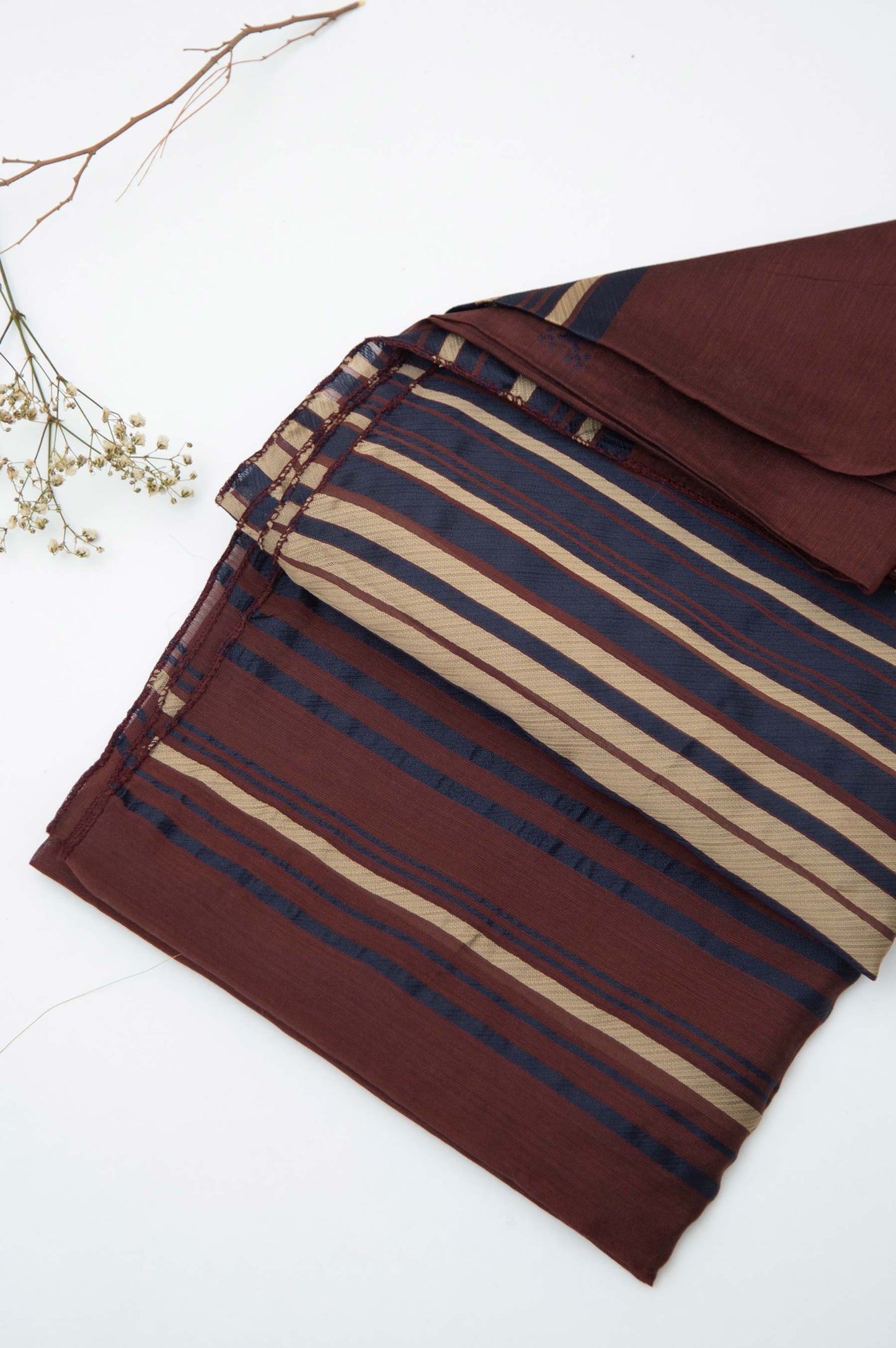 Printed Jacquard Dupatta - Brown