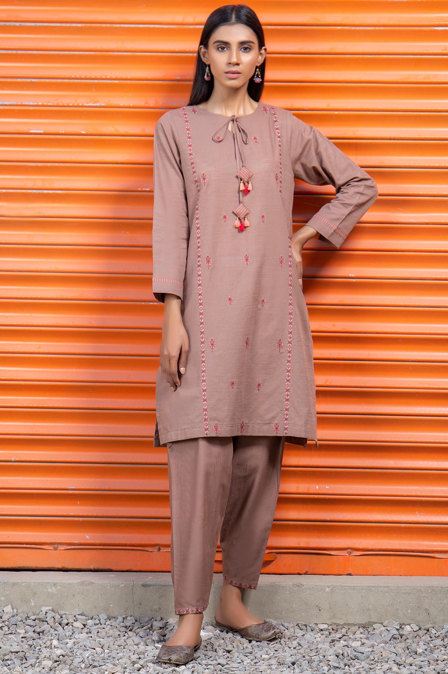 Stitched 2 Piece Embroidered Khaddar Suit
