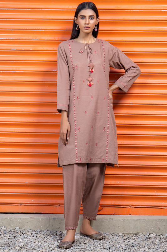 Stitched 2 Piece Embroidered Khaddar Suit