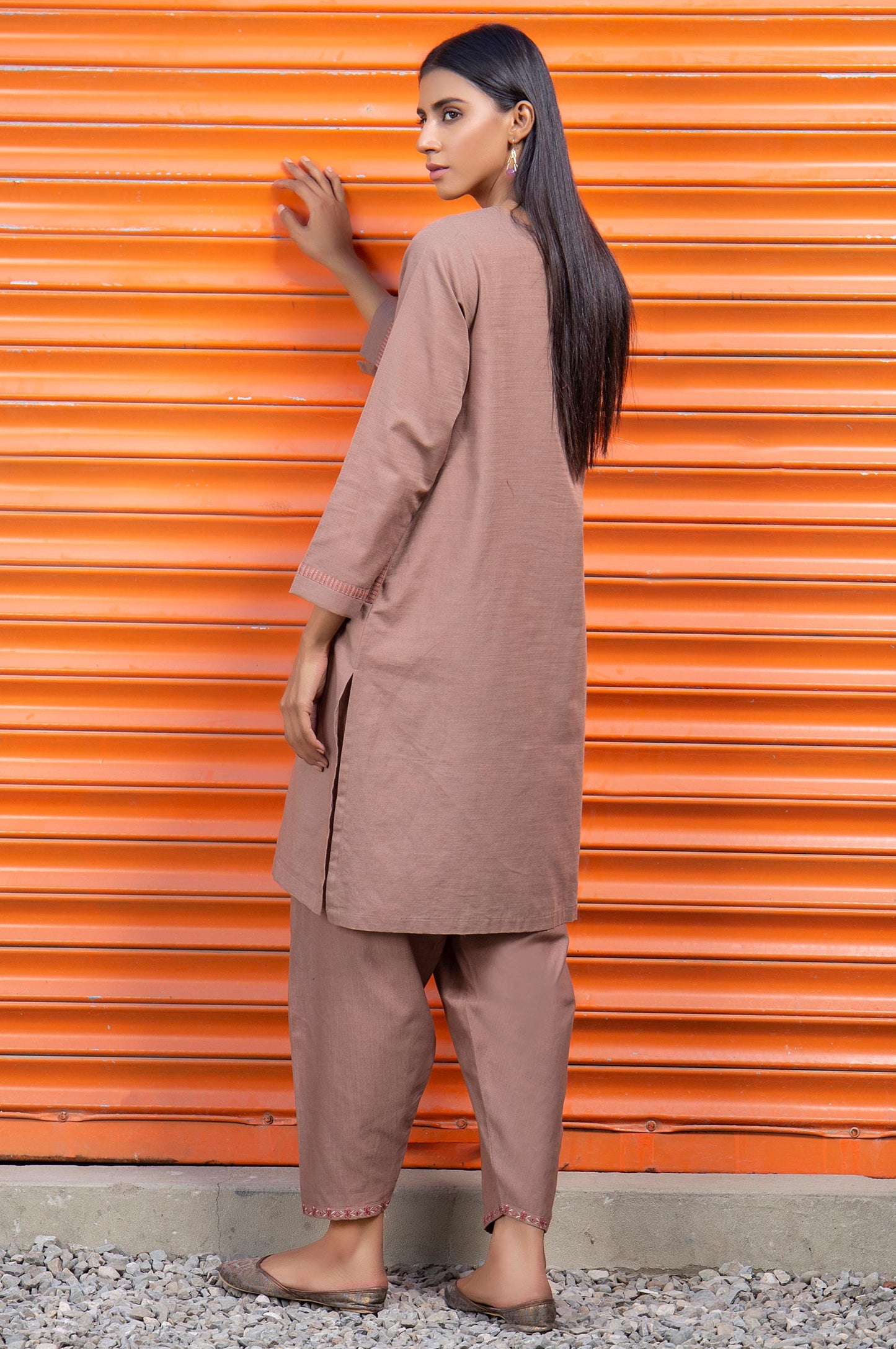 Stitched 2 Piece Embroidered Khaddar Suit