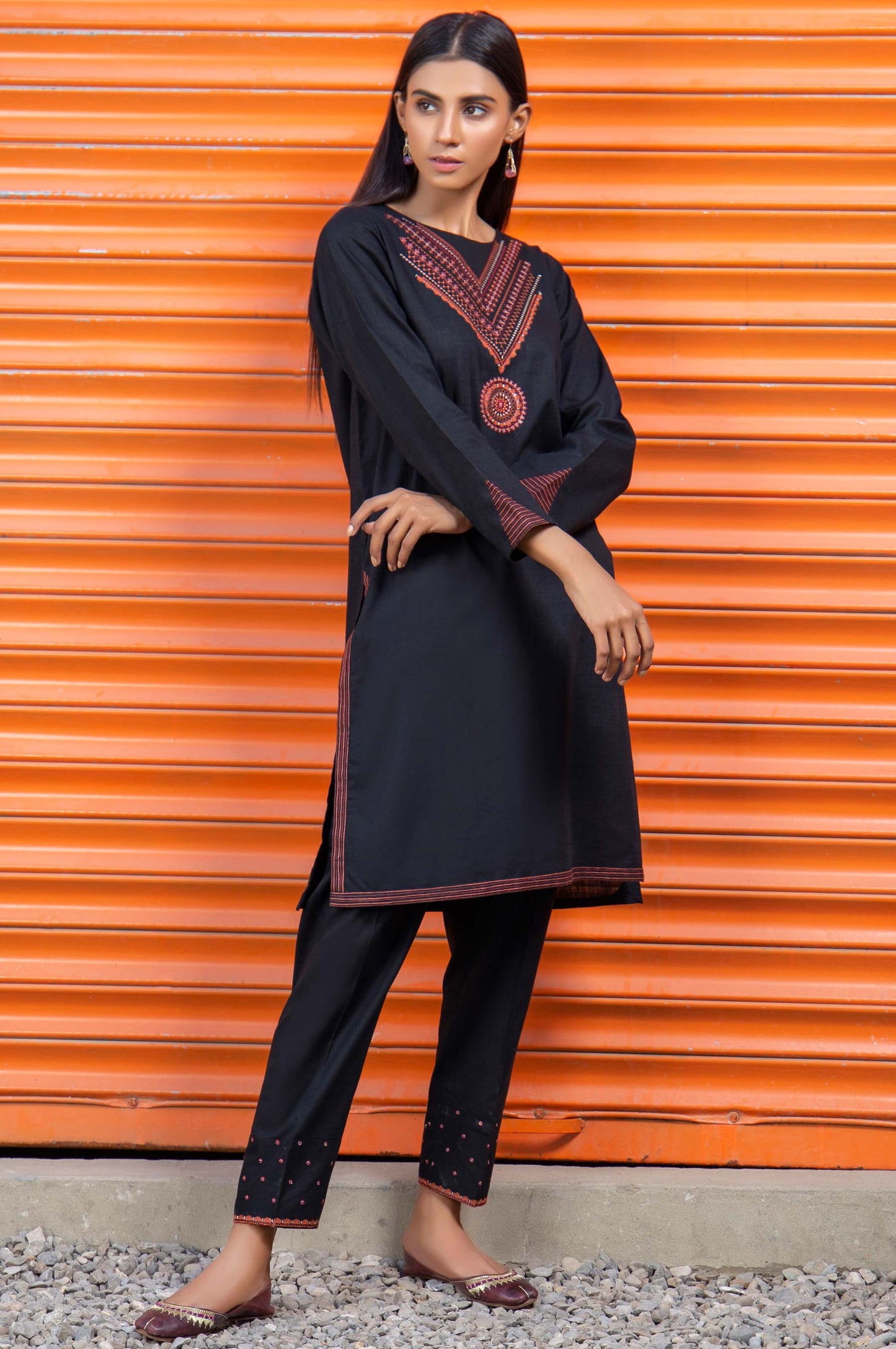 Stitched 2 Piece Embroidered Khaddar Suit