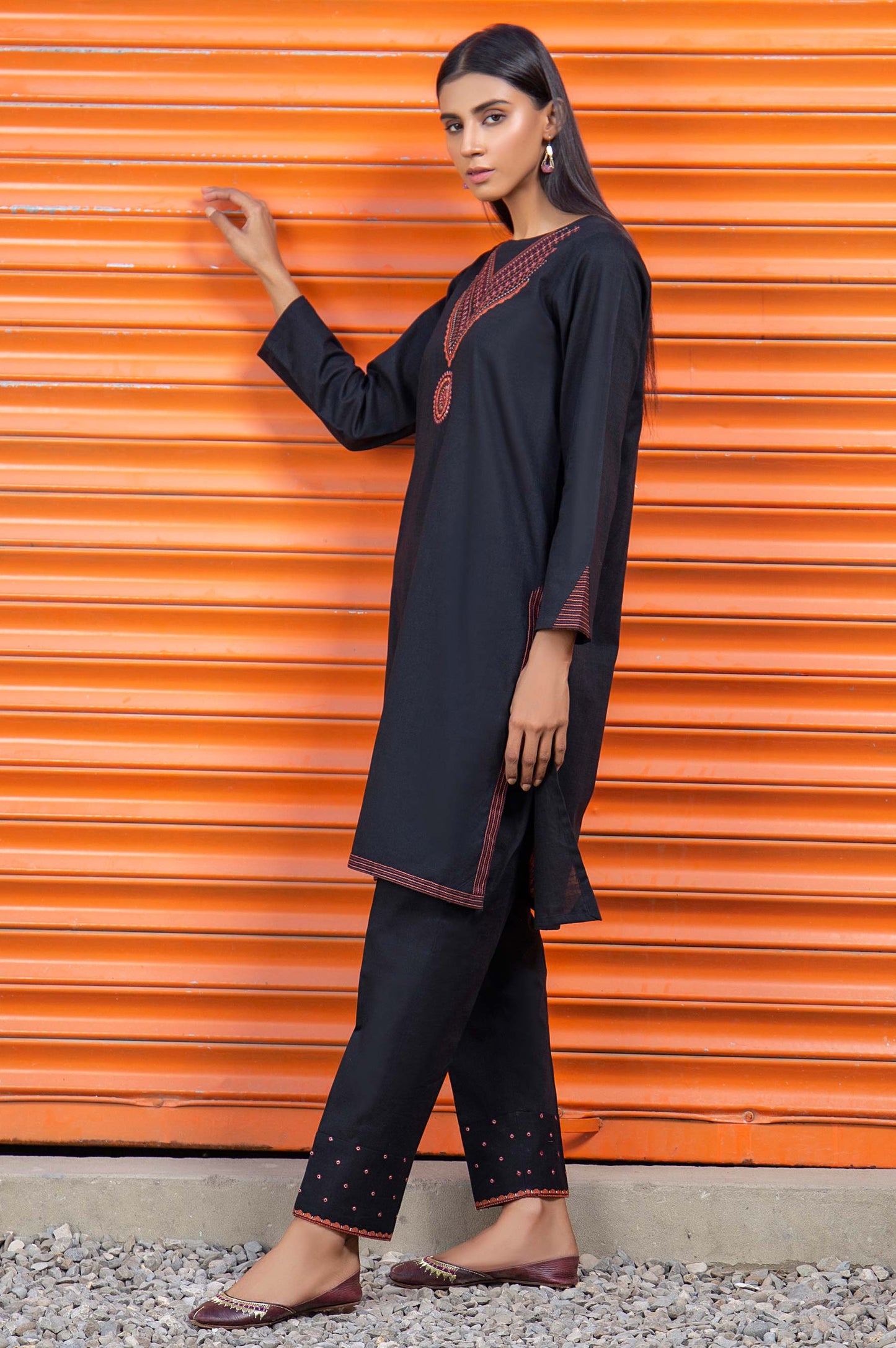 Stitched 2 Piece Embroidered Khaddar Suit