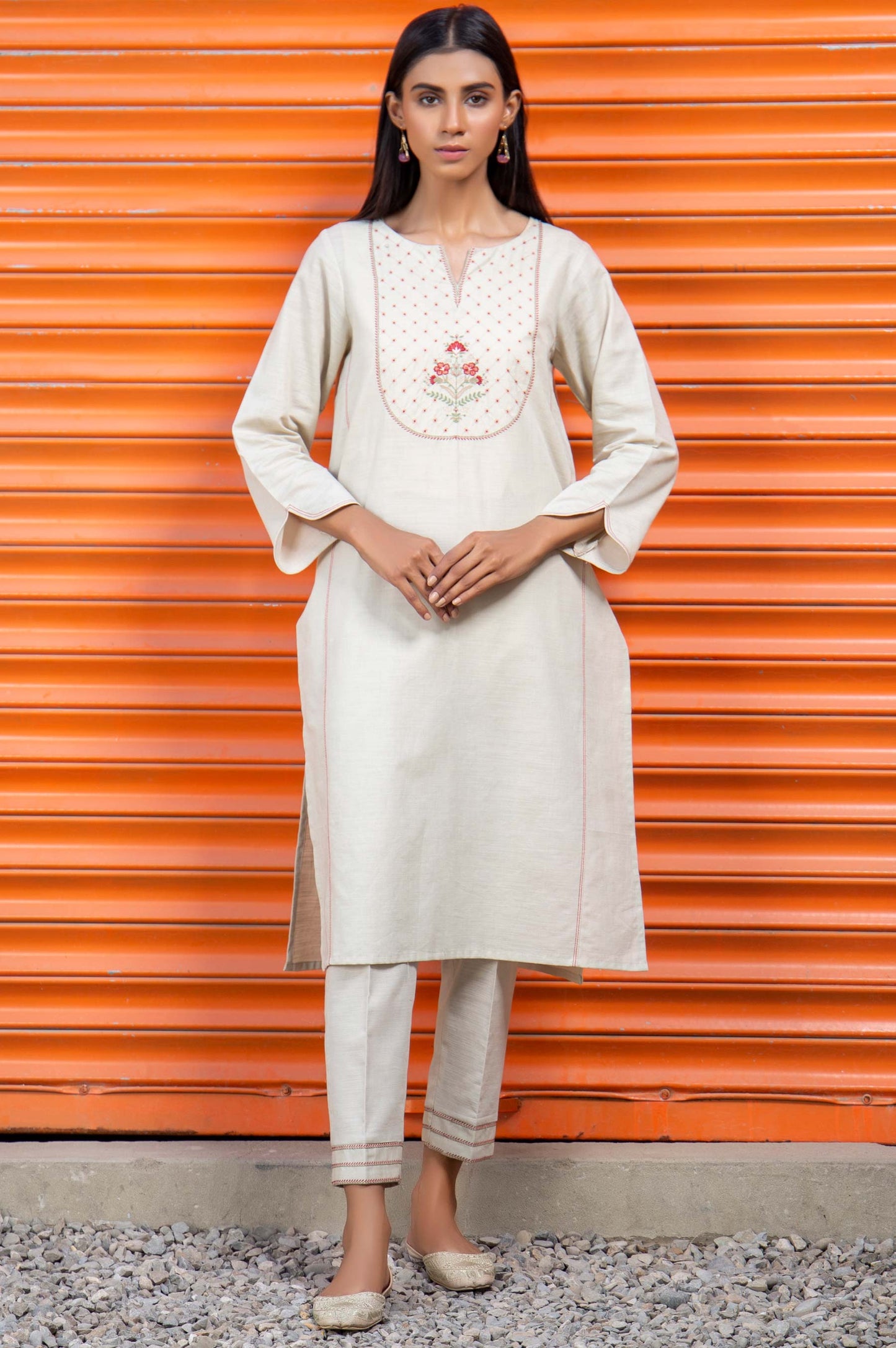 Stitched 2 Piece Embroidered Khaddar Suit