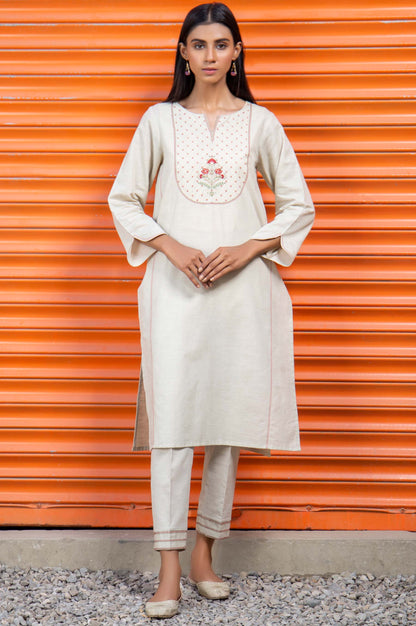 Stitched 2 Piece Embroidered Khaddar Suit