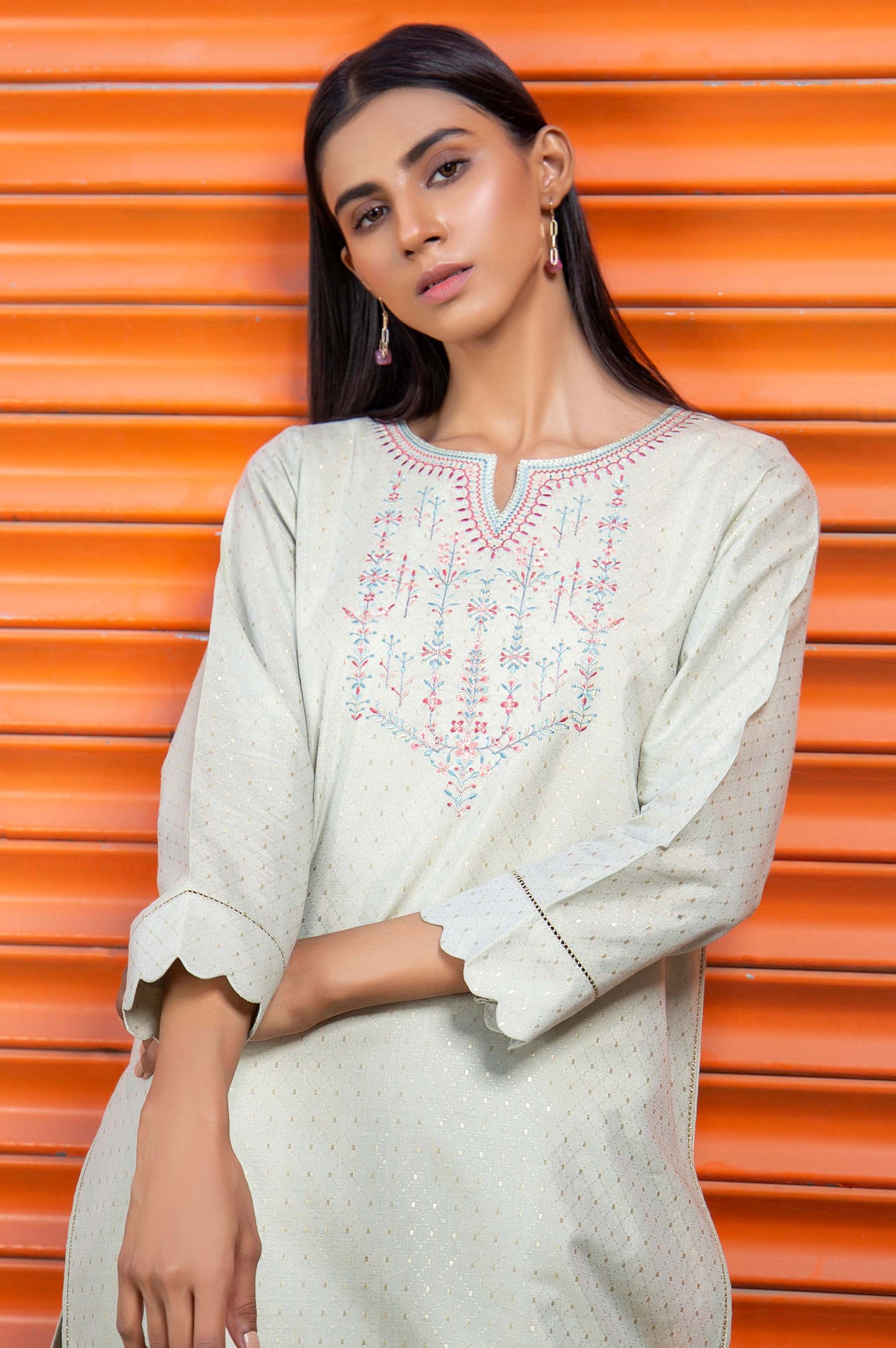 Stitched 2 Piece Embroidered Mesuri Suit