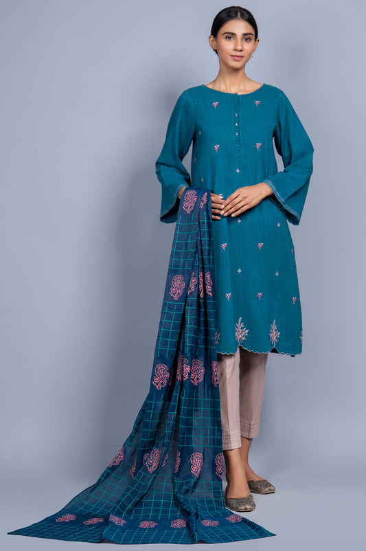 Stitched 2 Piece Embroidered Khaddar Suit
