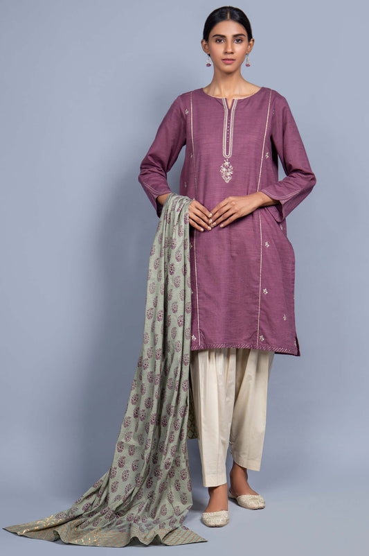 Stitched 2 Piece Embroidered Khaddar Suit