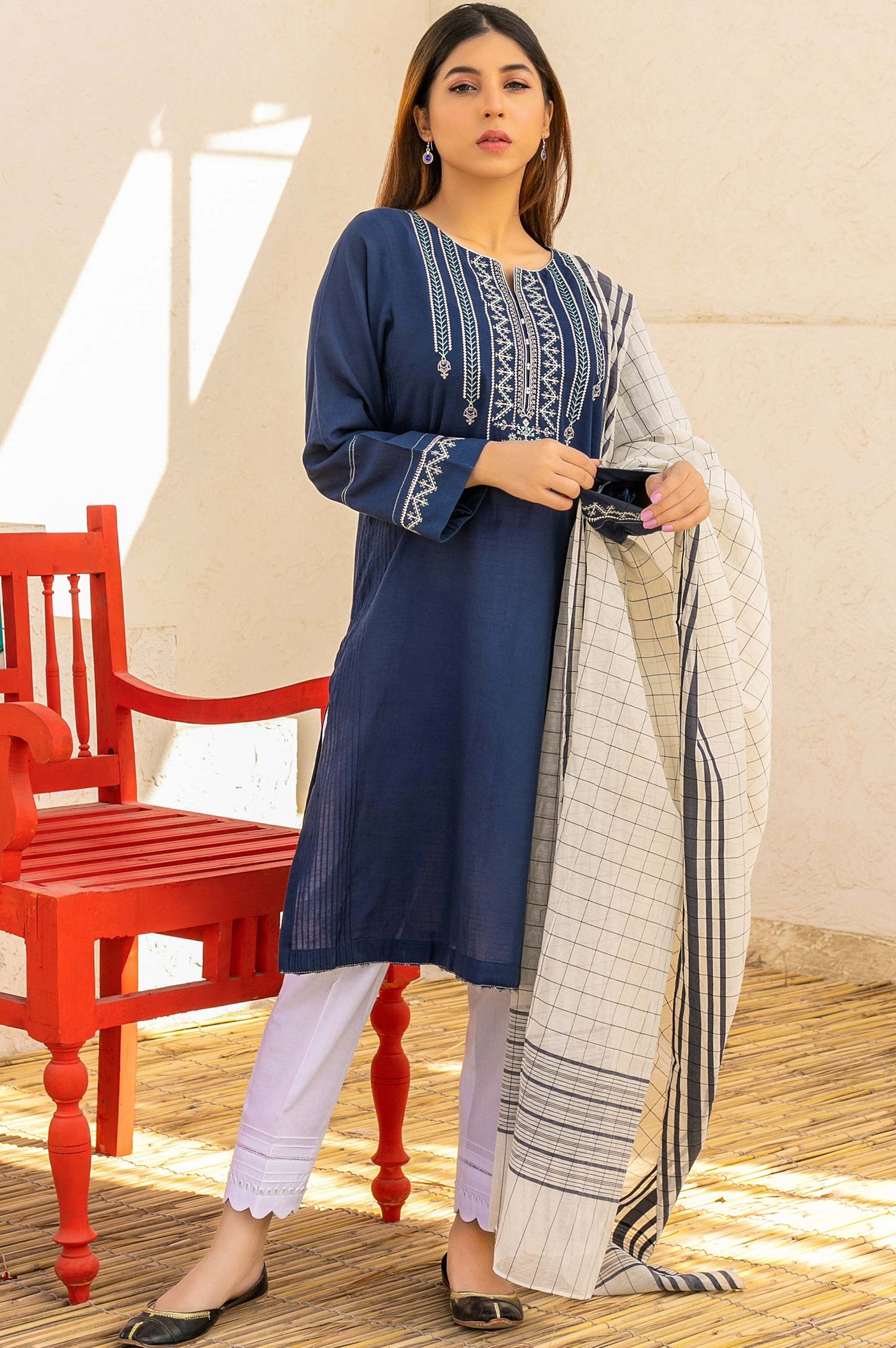 Stitched 2 Piece Cotton Slub & Yarn Dyed Suit