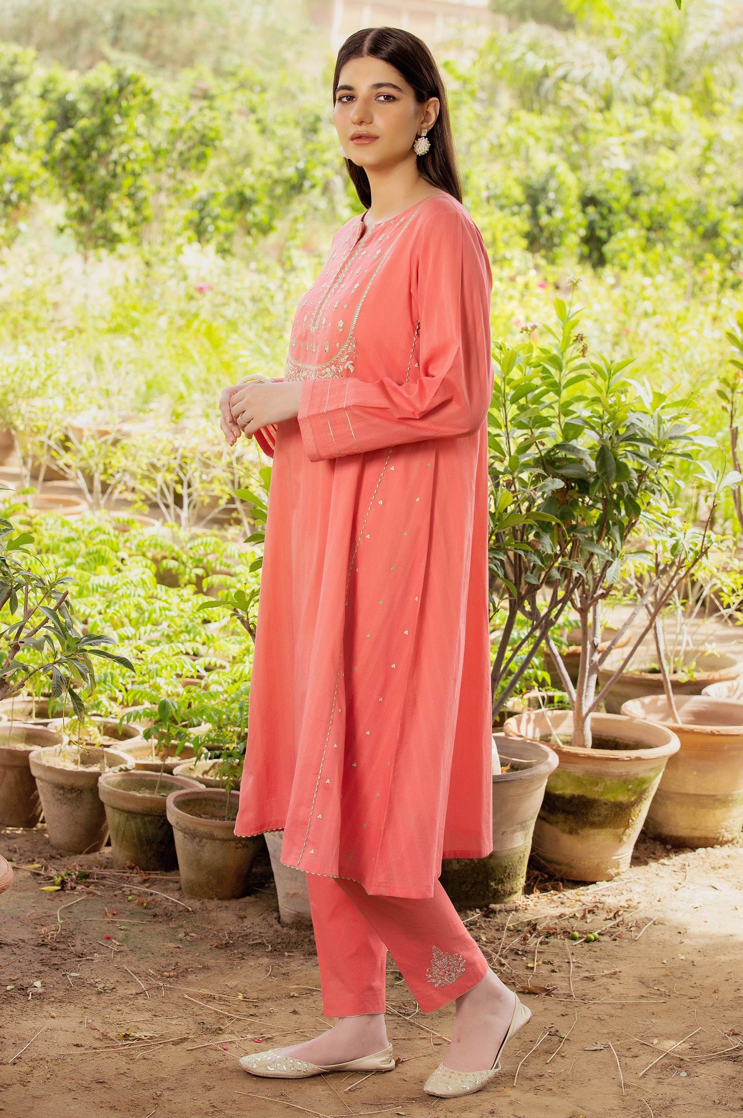 Stitched 2 Piece Embroidered Doria Lawn Suit