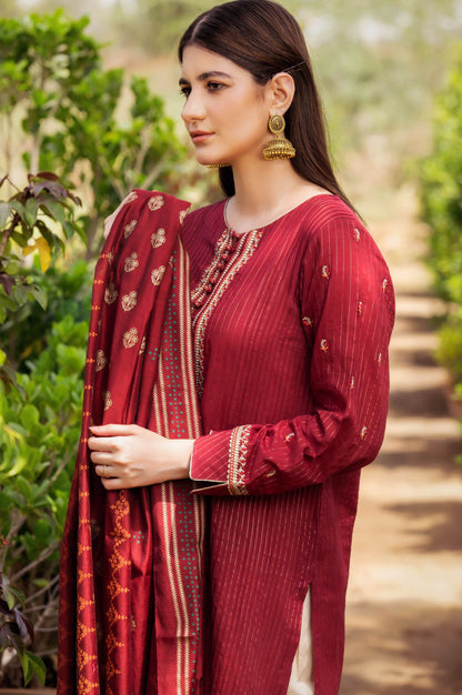 Stitched 2 Piece Embroidered Zari Stripe Suit