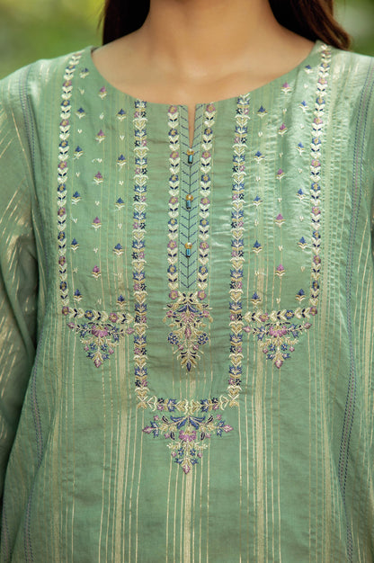 Stitched 2 Piece Zari Stripe Suit