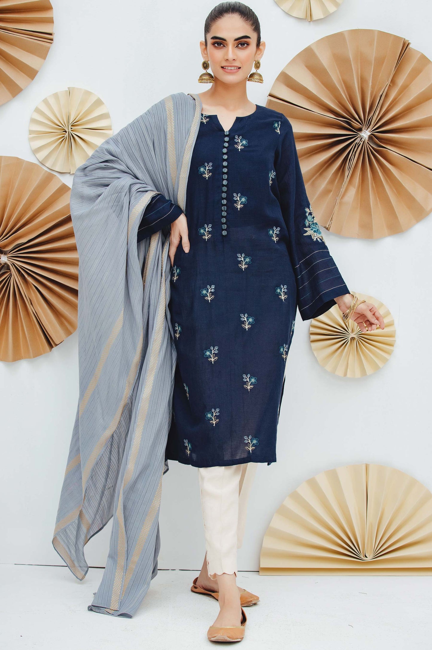 Stitched 2 Piece Embroidered Dobby Suit