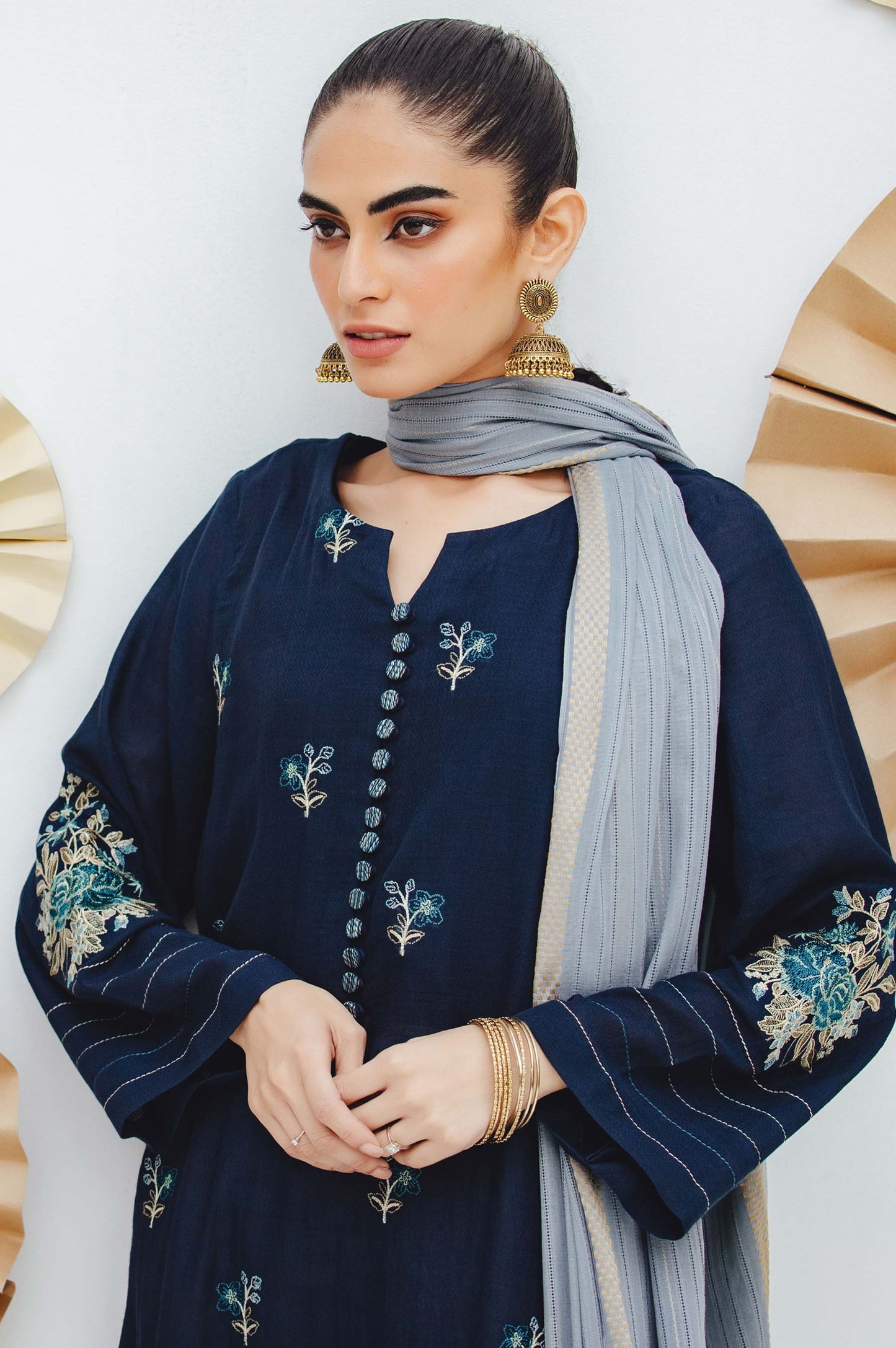 Stitched 2 Piece Embroidered Dobby Suit