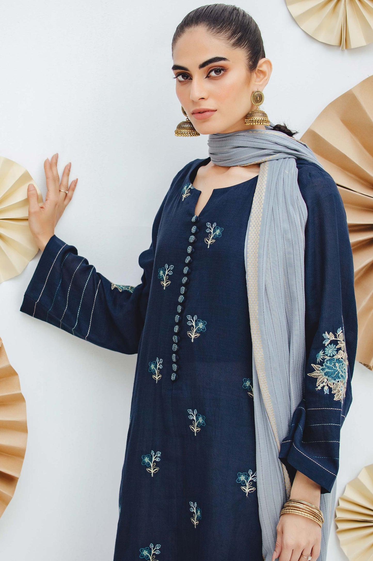 Stitched 2 Piece Embroidered Dobby Suit