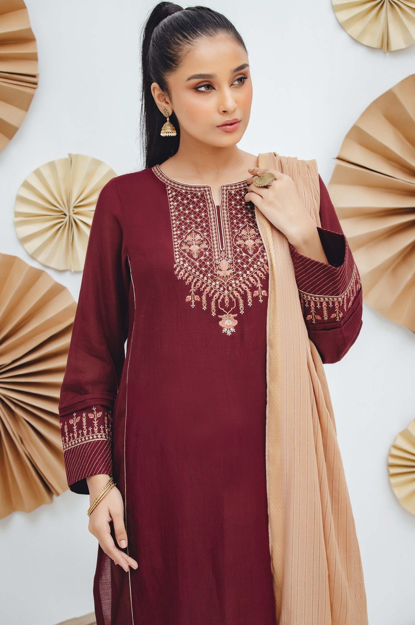 Stitched 2 Piece Embroidered Dobby Suit