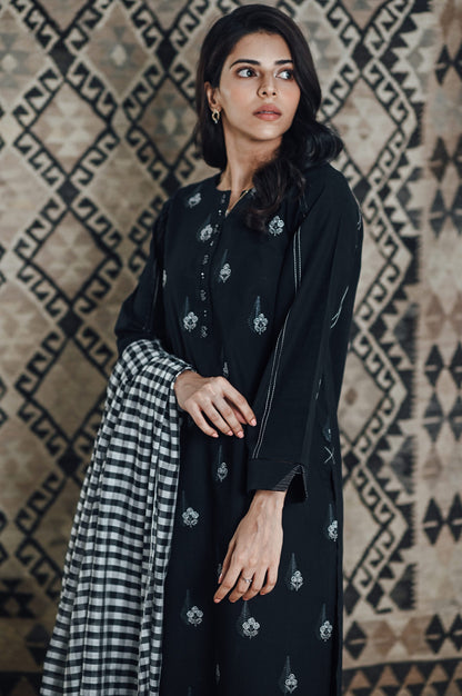 Stitched 2 Piece Embroidered Cotton Slub Suit