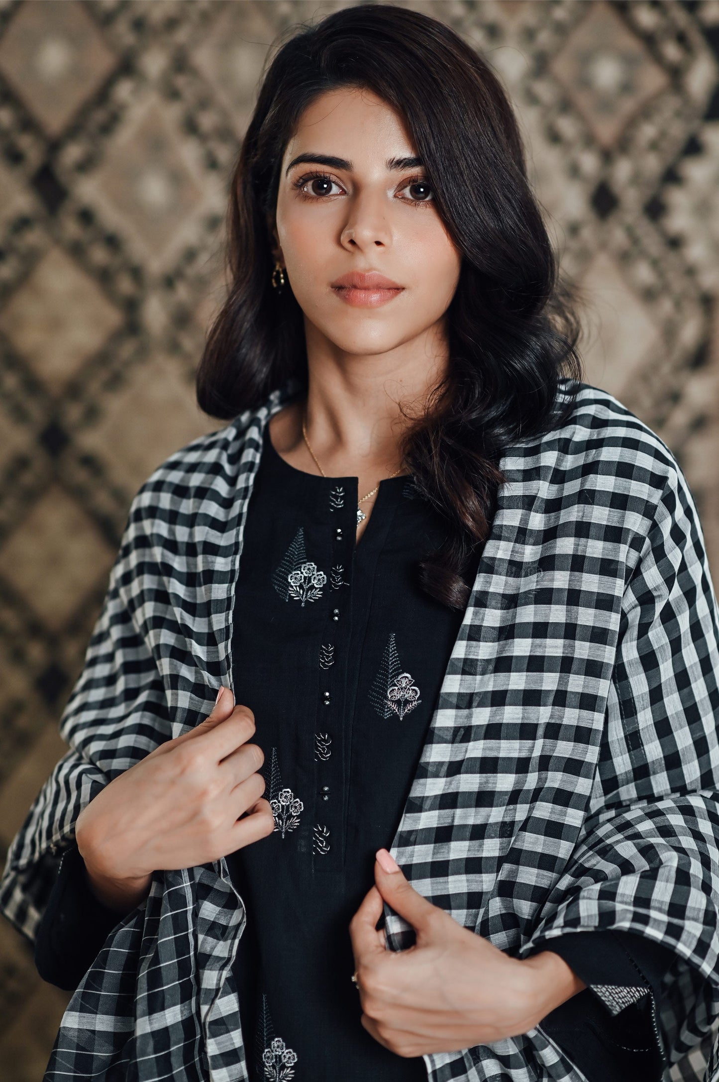 Stitched 2 Piece Embroidered Cotton Slub Suit