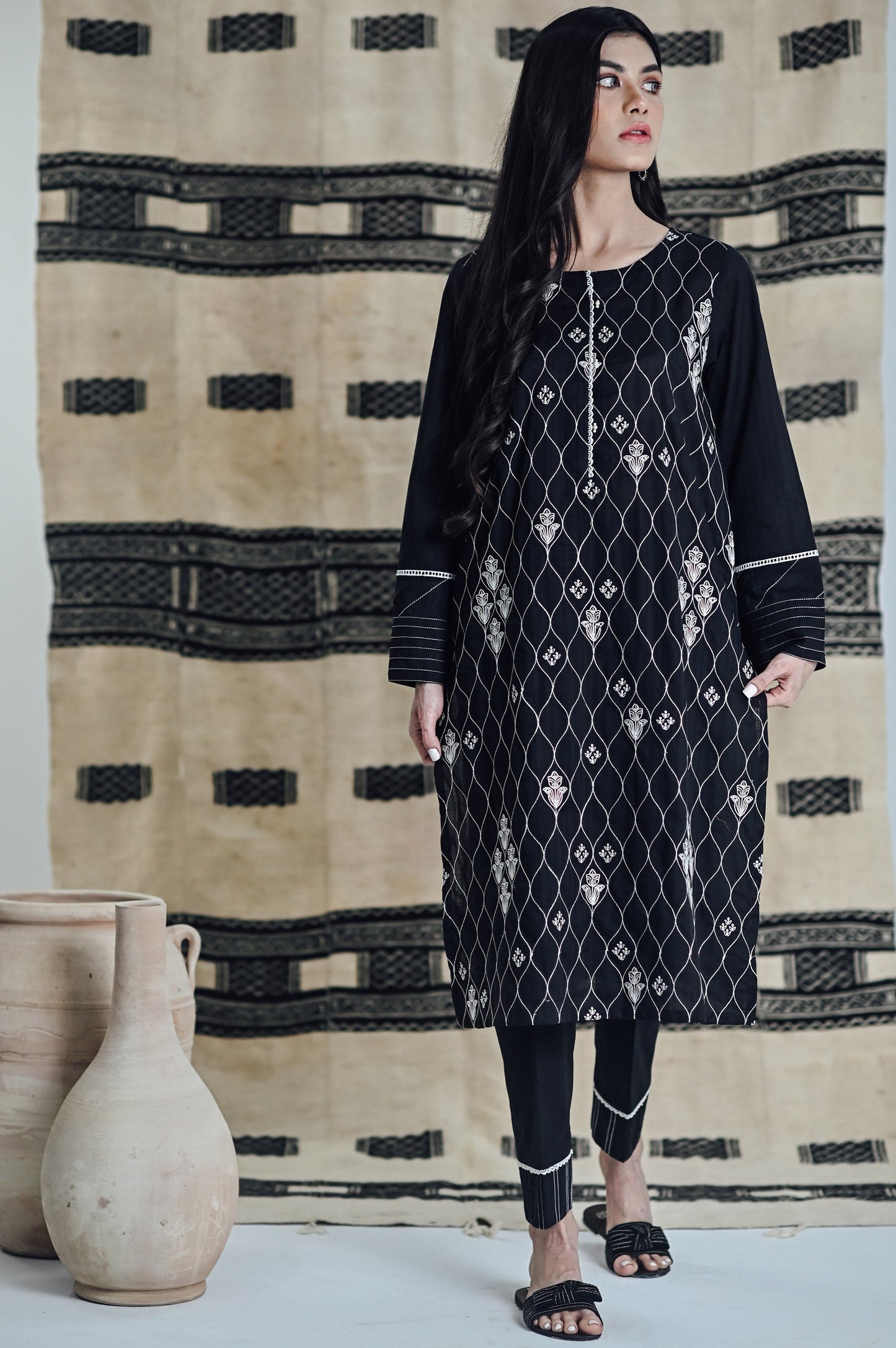 Stitched 2 Piece Embroidered Doria Suit