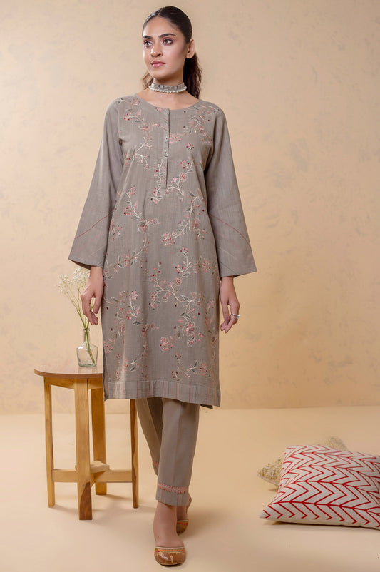 Stitched 2 Piece Embroidered Khaddar Suit