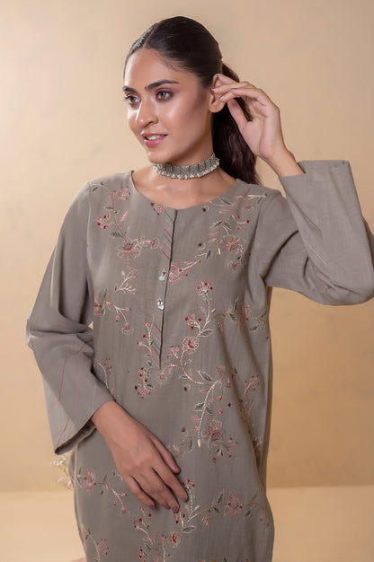 Stitched 2 Piece Embroidered Khaddar Suit