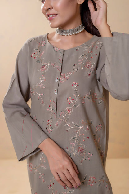 Stitched 2 Piece Embroidered Khaddar Suit