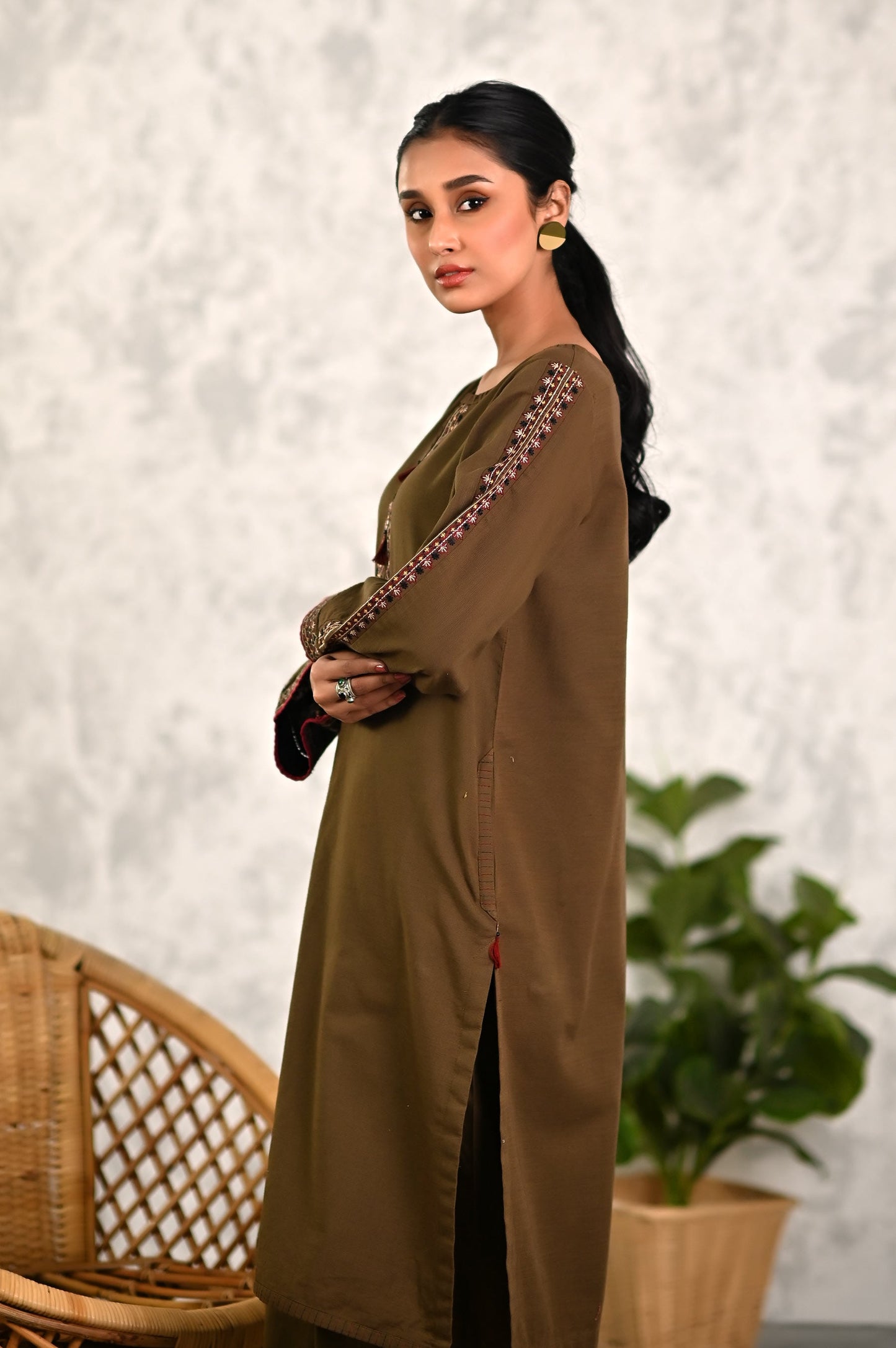 Stitched 2 Piece Embroidered Khaddar Suit