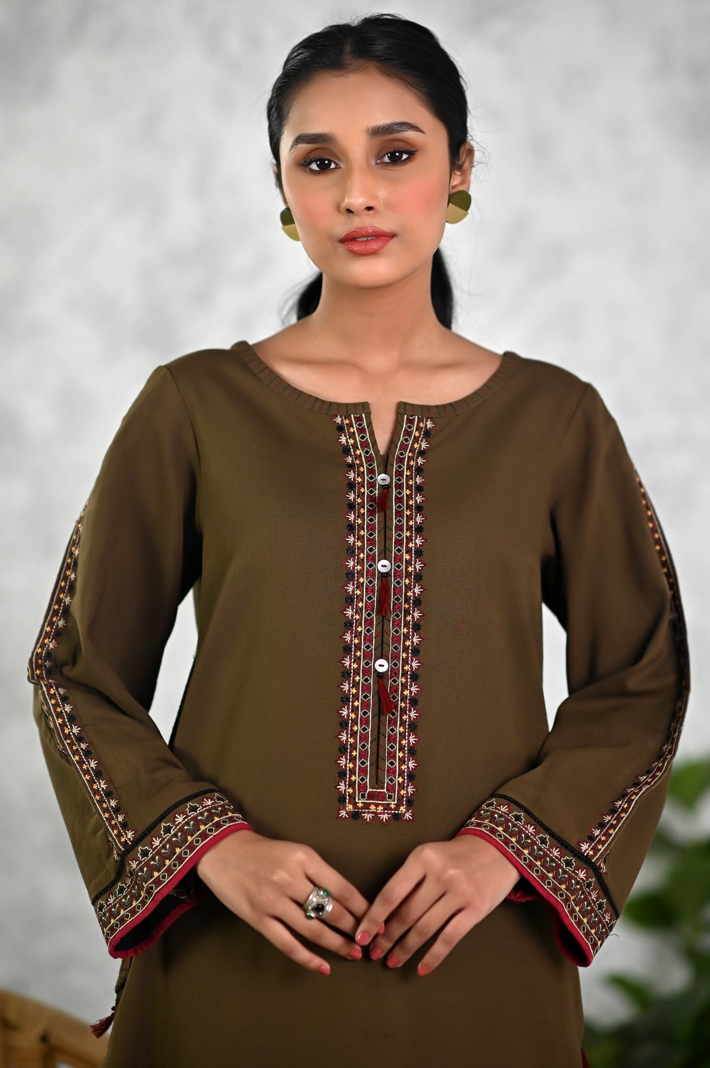 Stitched 2 Piece Embroidered Khaddar Suit