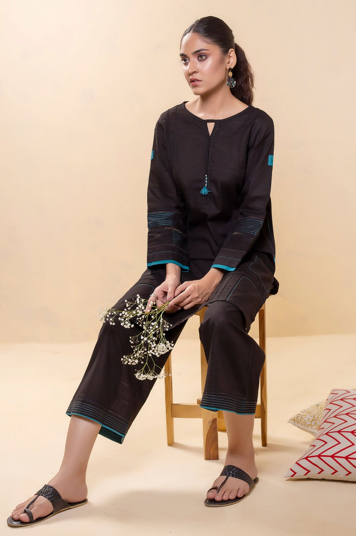 Stitched 2 Piece Embellished Khaddar Suit