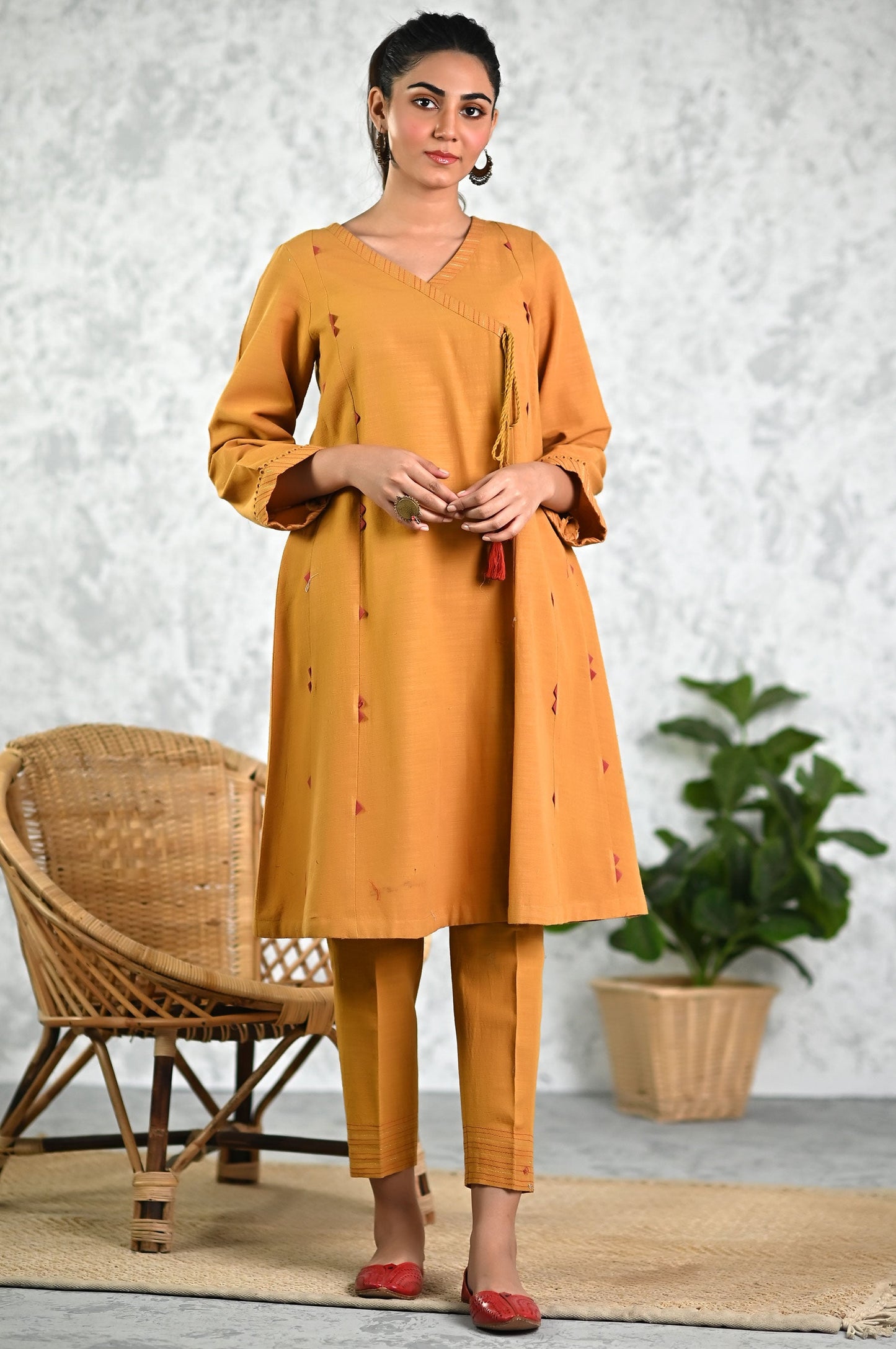 Stitched 2Pc Embellished Khaddar Shirt & Bottom