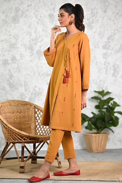 Stitched 2Pc Embellished Khaddar Shirt & Bottom