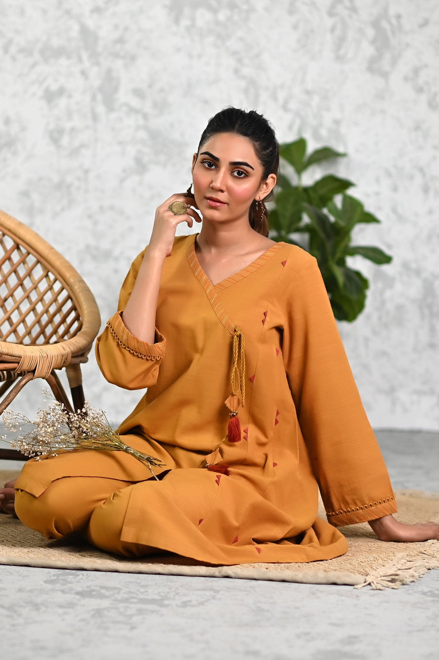 Stitched 2Pc Embellished Khaddar Shirt & Bottom