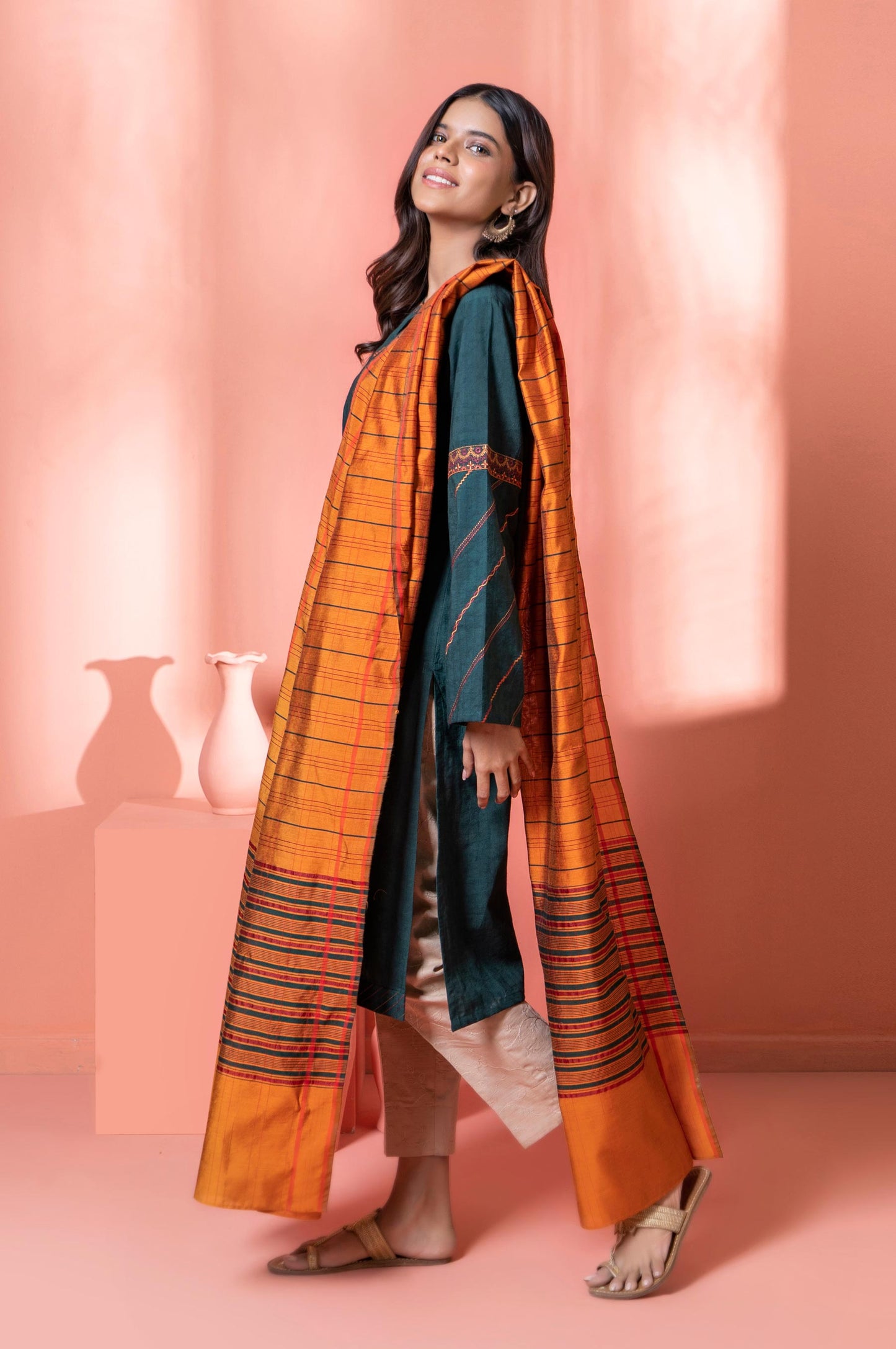 Stitched 2 Piece Embroidered Dobby Shirt With Dupatta