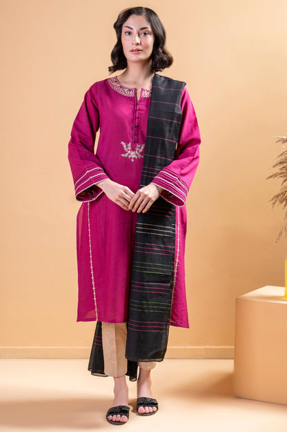 Stitched 2 Piece Embroidered Doria Lawn Shirt With Dupatta