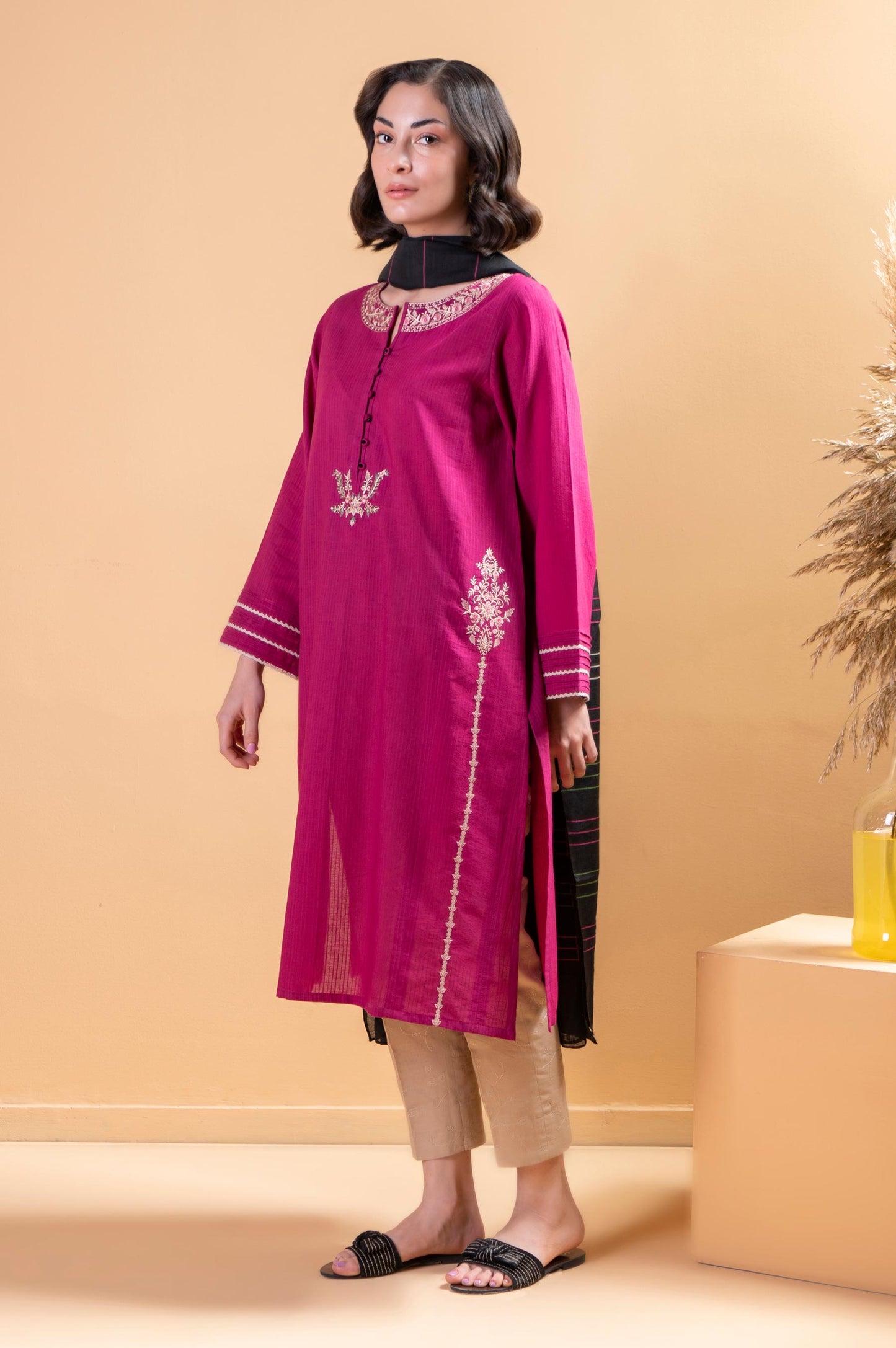 Stitched 2 Piece Embroidered Doria Lawn Shirt With Dupatta