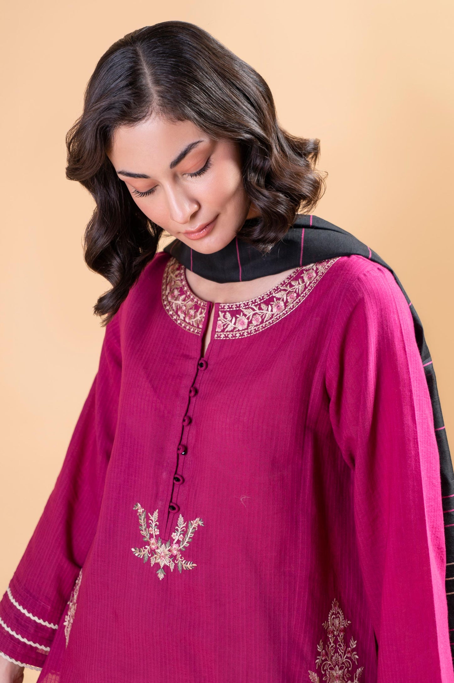Stitched 2 Piece Embroidered Doria Lawn Shirt With Dupatta
