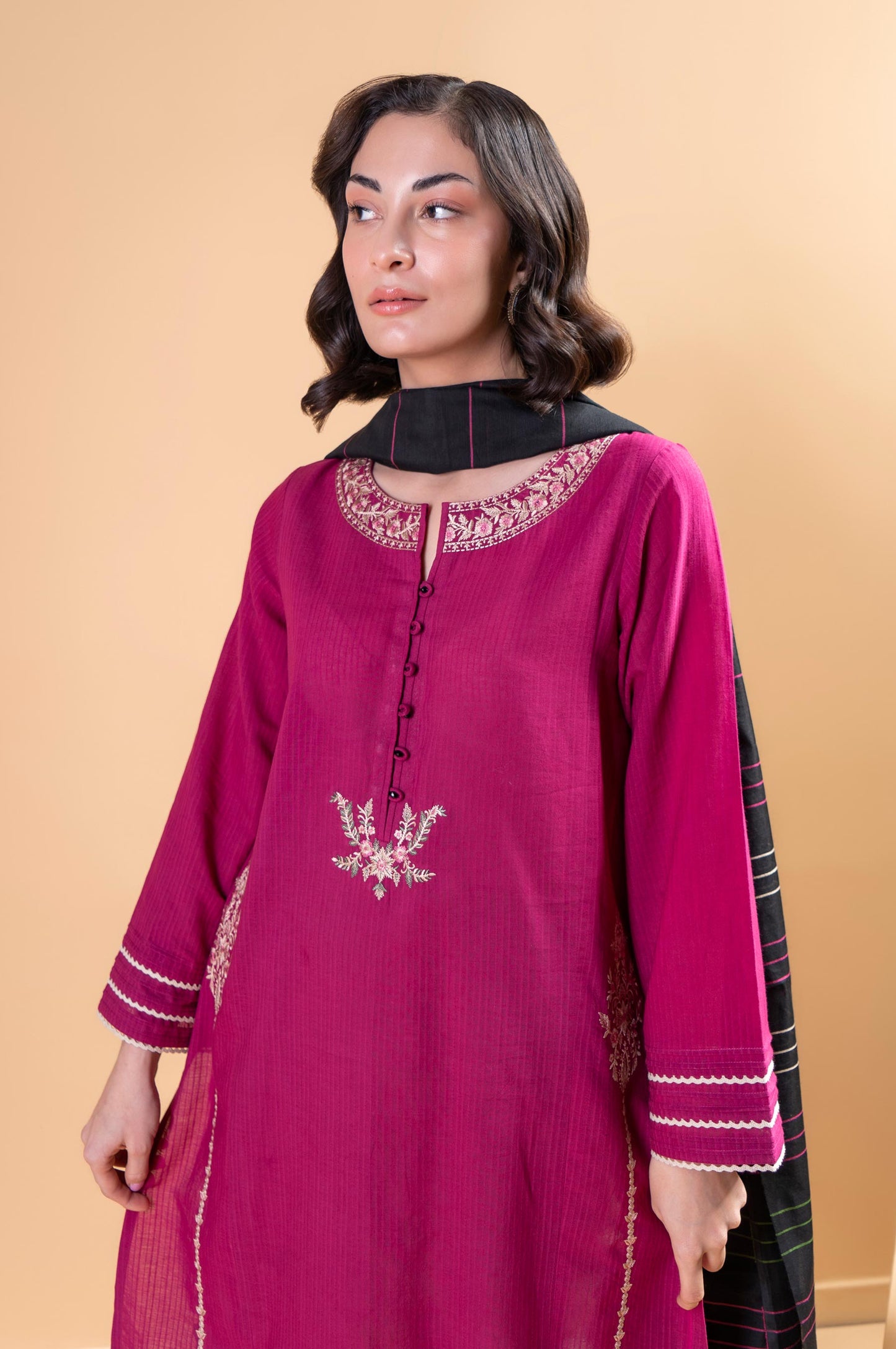 Stitched 2 Piece Embroidered Doria Lawn Shirt With Dupatta