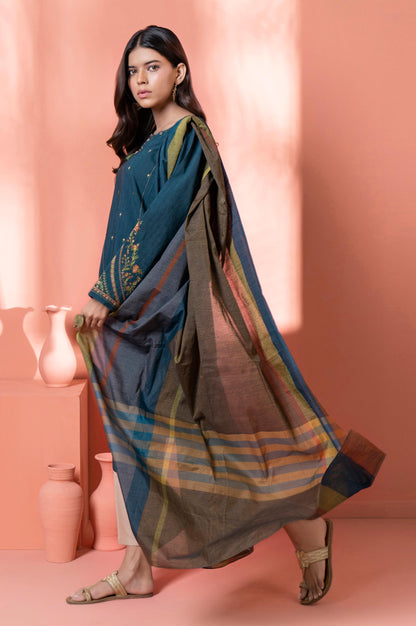 Stitched 2 Piece Embroidered Dobby Shirt With Dupatta