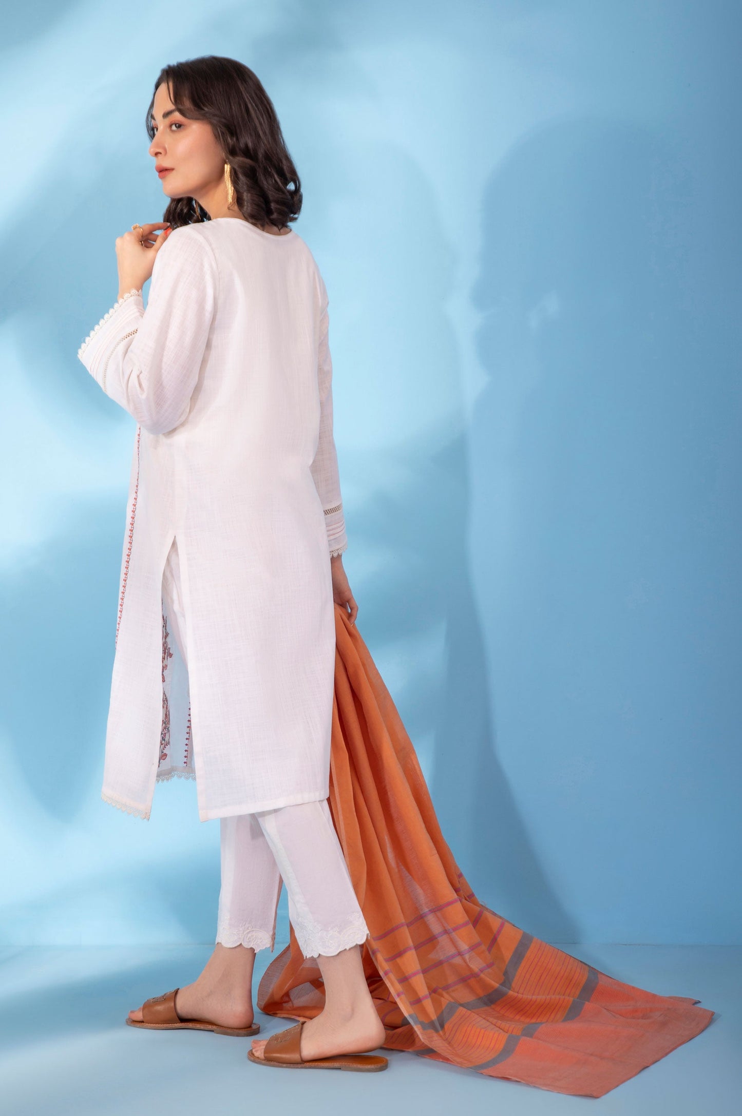 Stitched 2 Piece Embroidered Cotton Slub Suit