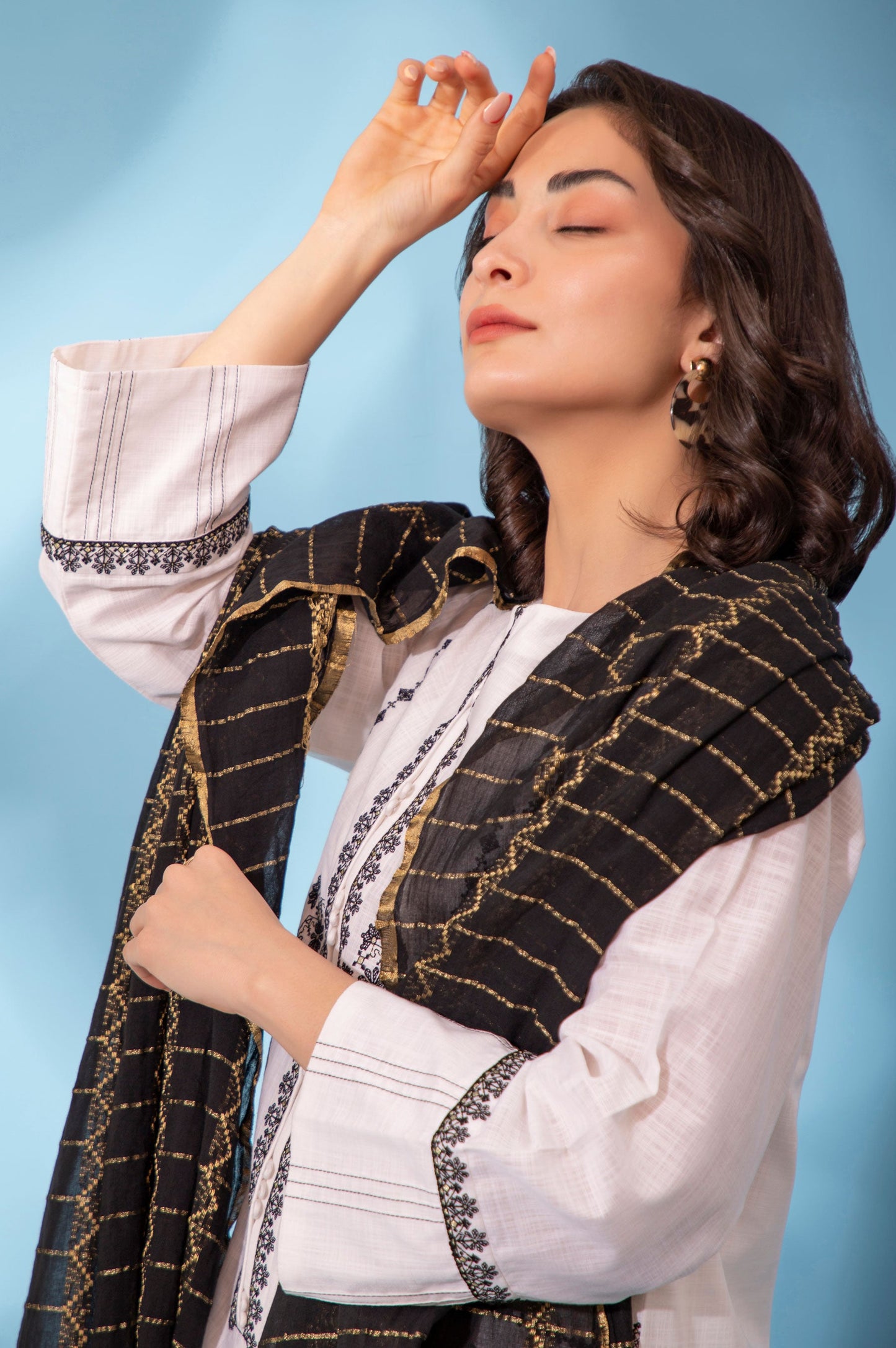 Stitched 2 Piece Embroidered Cotton Slub Suit