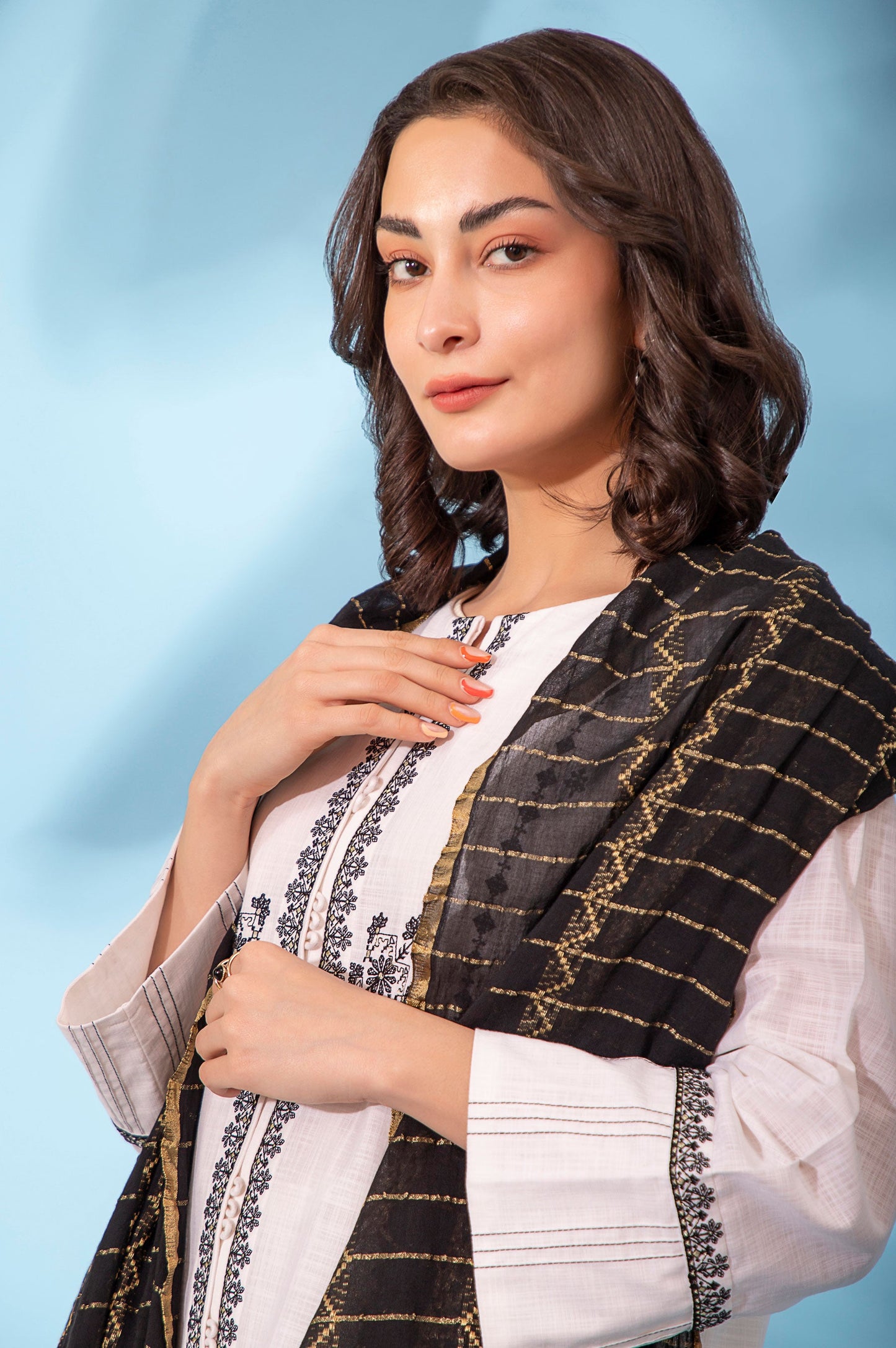 Stitched 2 Piece Embroidered Cotton Slub Suit