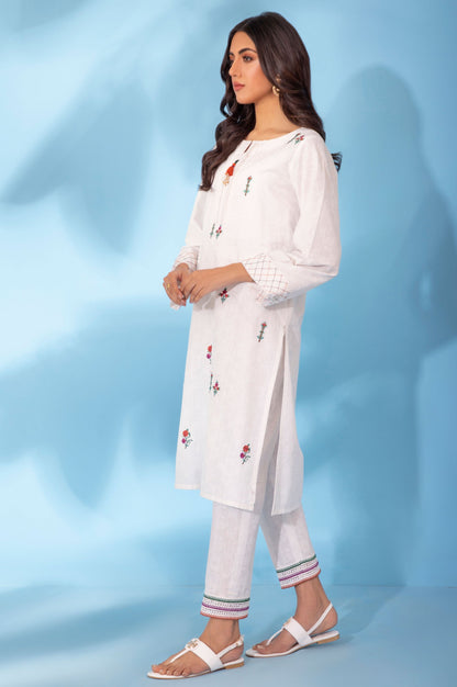 Stitched 2 Piece White Paste Embroidered Suit