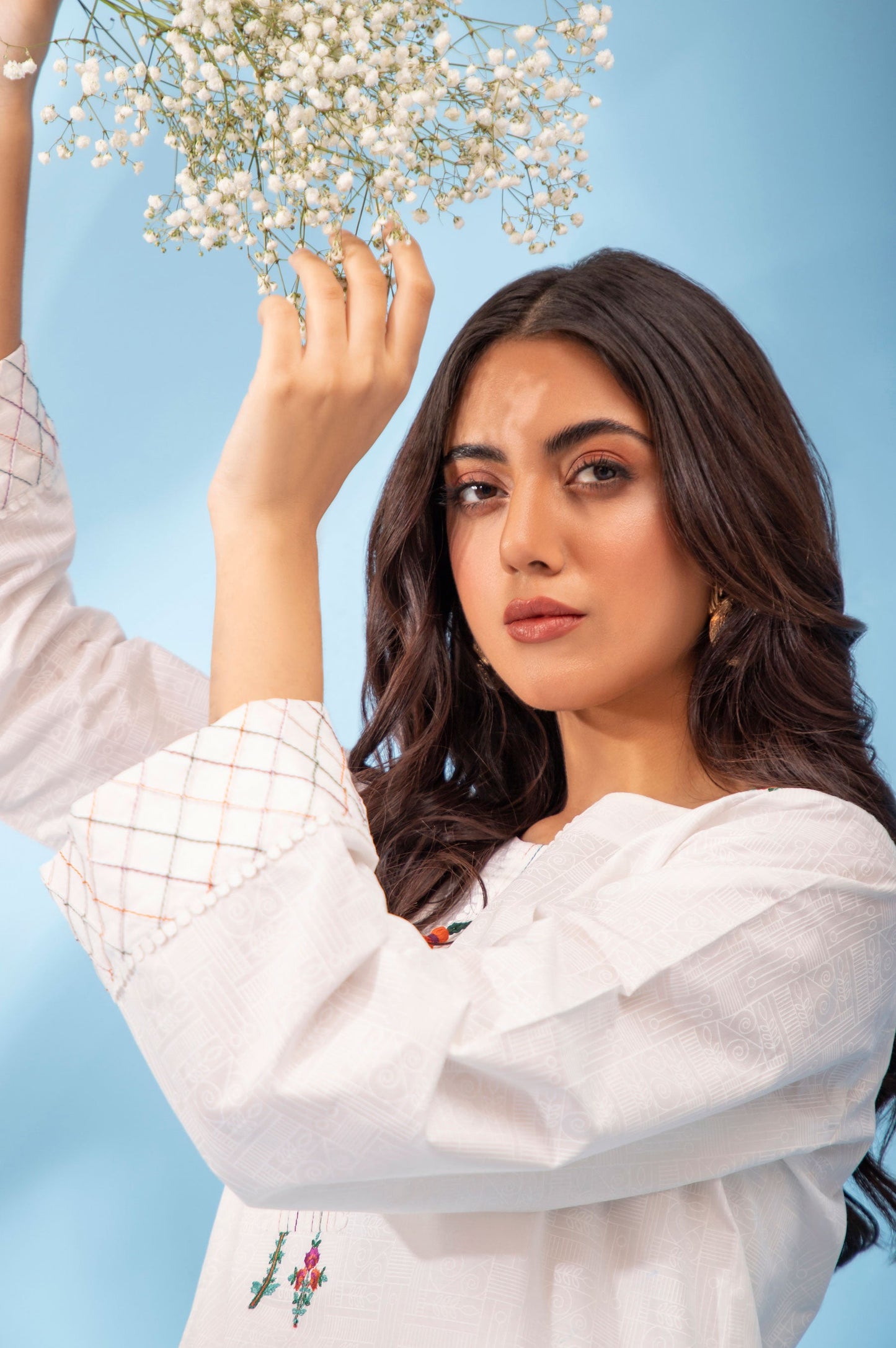 Stitched 2 Piece White Paste Embroidered Suit