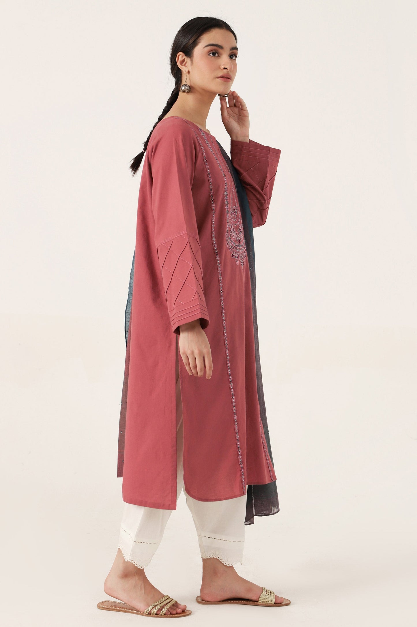 Stitched 2 Piece Embroidered Cambric Suit