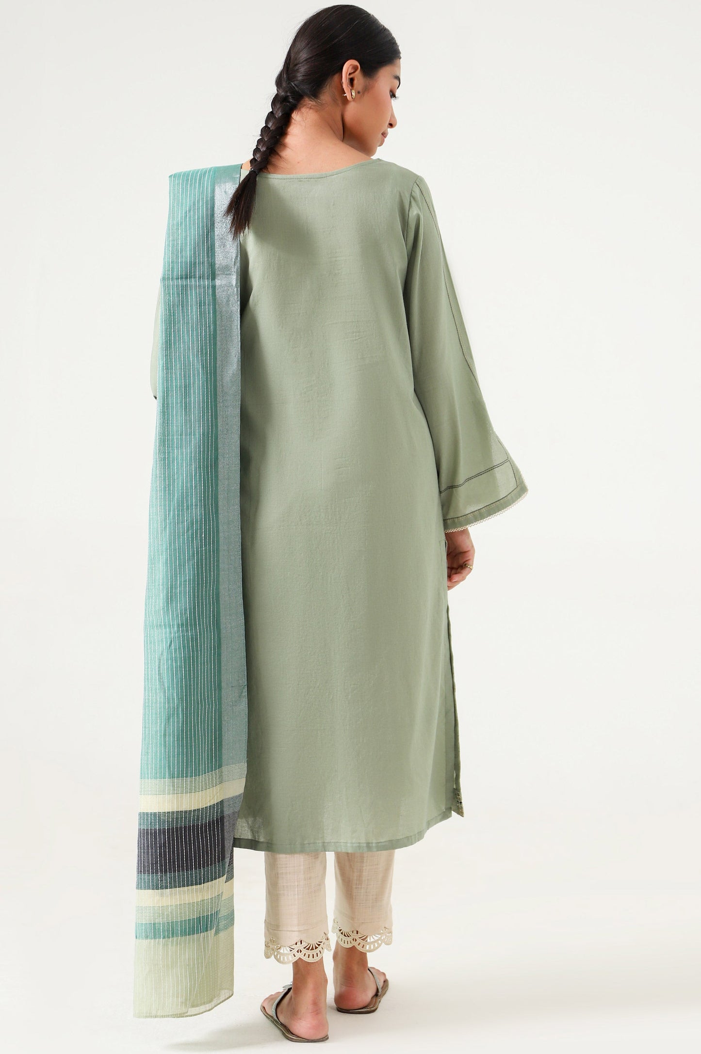 Stitched 2 Piece Embroidered Cambric Suit