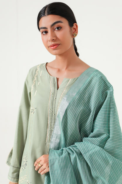 Stitched 2 Piece Embroidered Cambric Suit