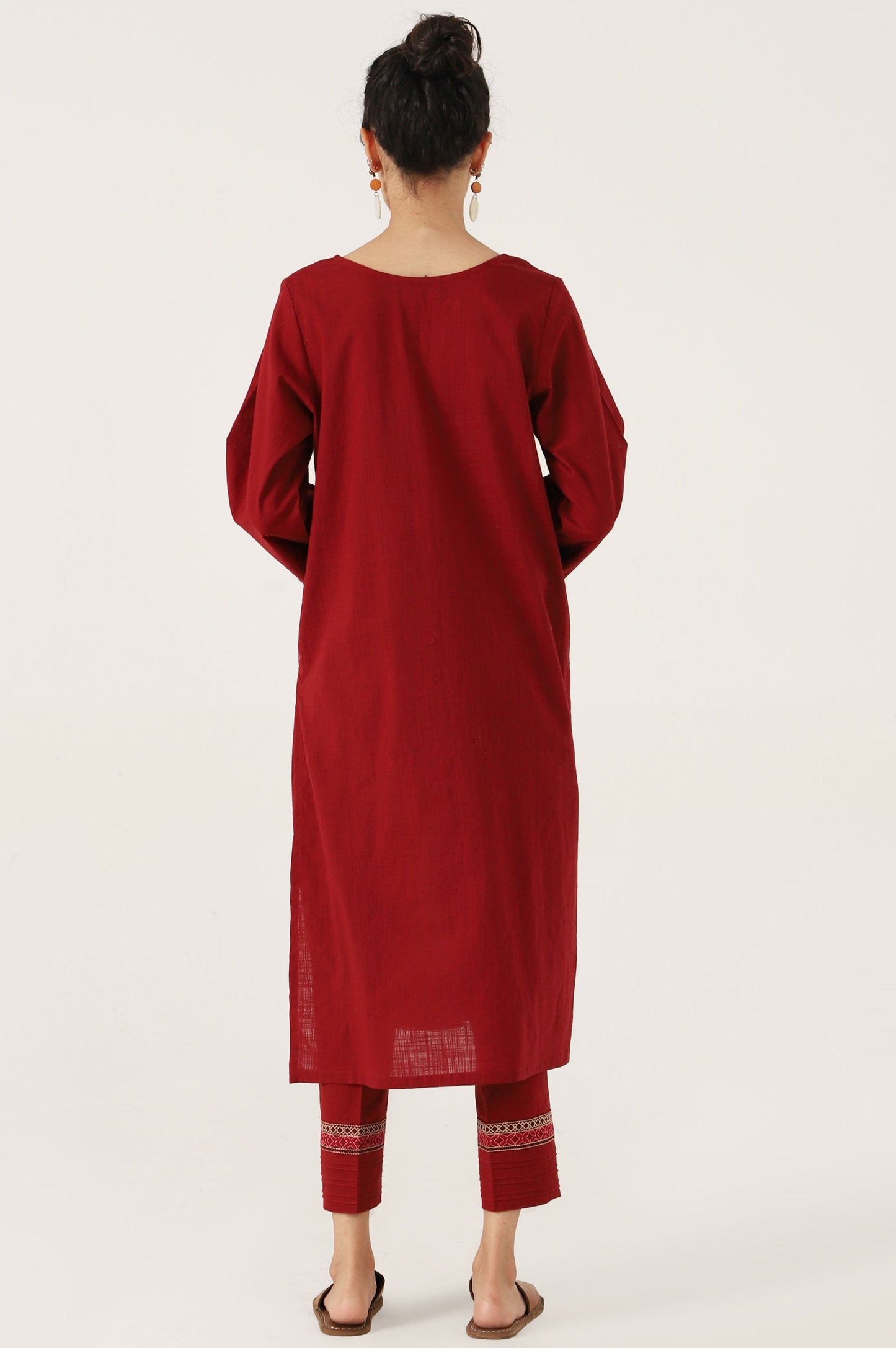 Stitched 2 Piece Embroidered Cotton Slub Suit