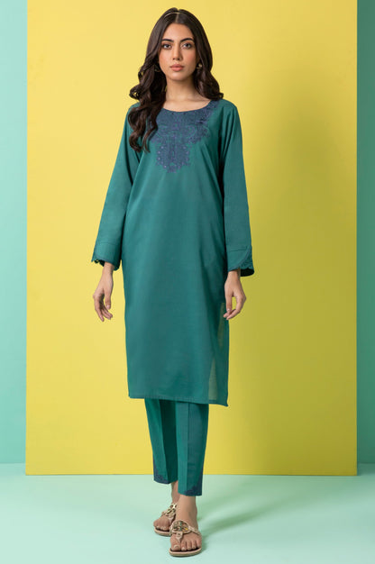 Stitched 2 Piece Embroidered Cambric Suit