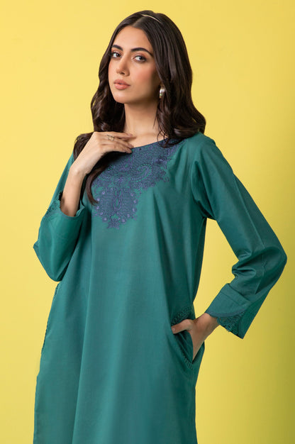 Stitched 2 Piece Embroidered Cambric Suit