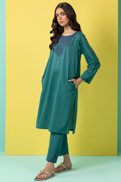 Stitched 2 Piece Embroidered Cambric Suit