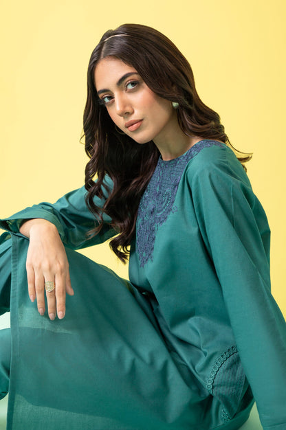 Stitched 2 Piece Embroidered Cambric Suit